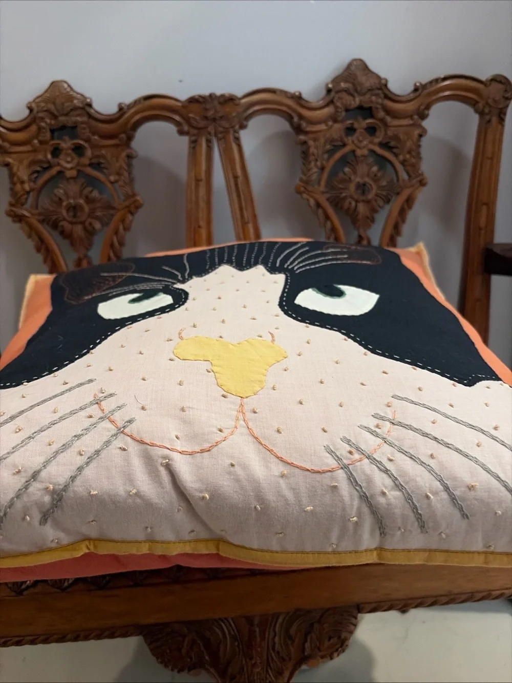 Vintage Cat Pillow Black White Pillow Cottage Throw Tuxedo Kitty Kitch 17x17